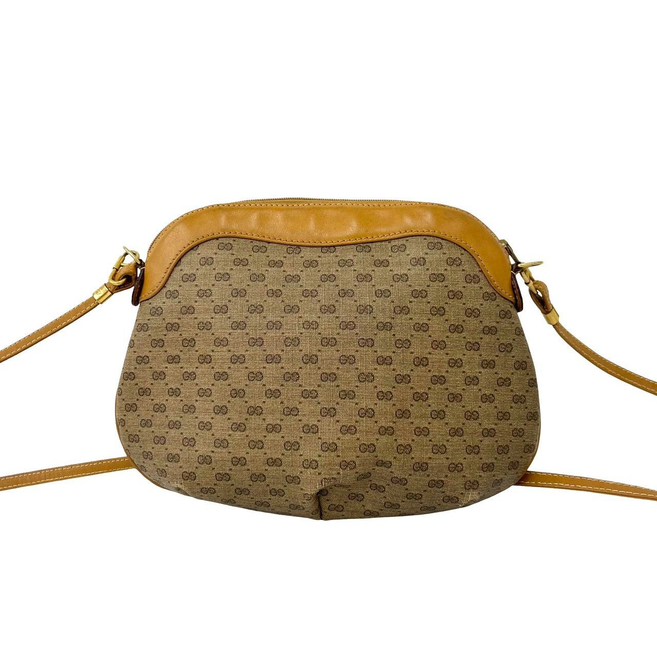 Gucci Vintage Micro GG Logo Leather Shoulder Bag Pochette Brown — view 3