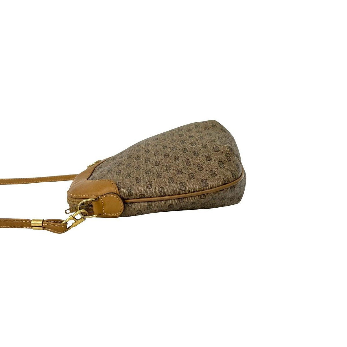 Gucci Vintage Micro GG Logo Leather Shoulder Bag Pochette Brown — view 5