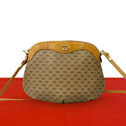 Gucci Vintage Micro GG Logo Leather Shoulder Bag Pochette Brown
