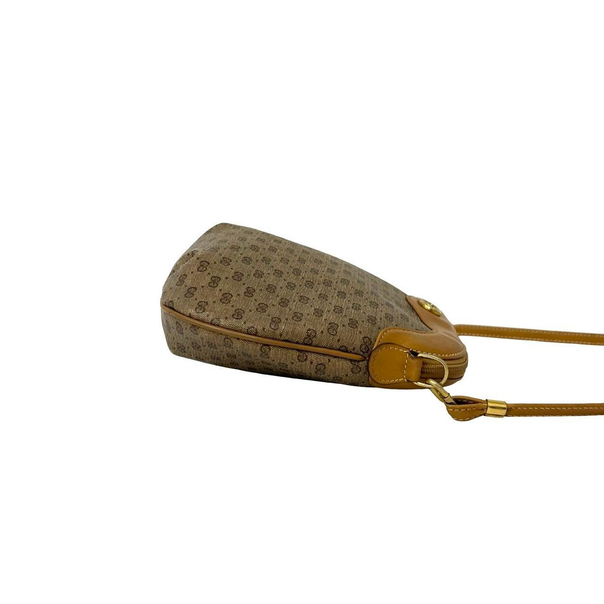 Gucci Vintage Micro GG Logo Leather Shoulder Bag Pochette Brown — view 6