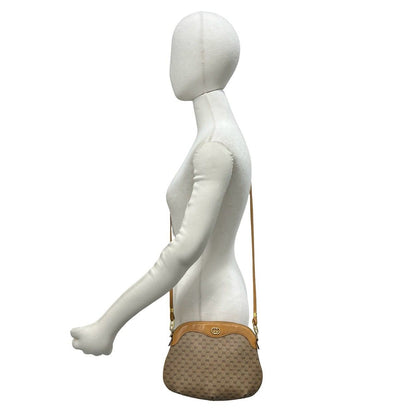 Gucci Vintage Micro GG Logo Leather Shoulder Bag Pochette Brown — view 2
