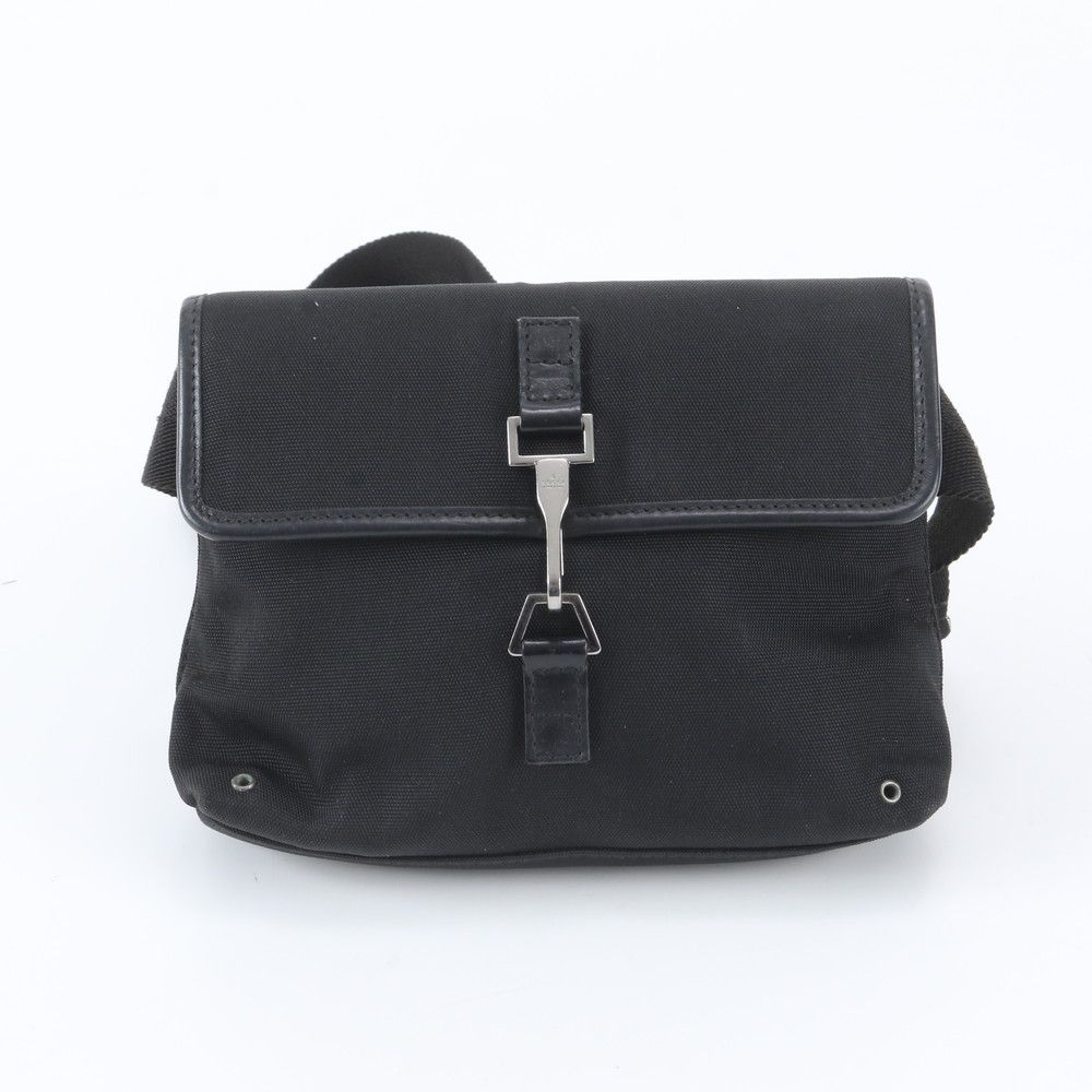 Gucci Leather Nylon 2-Way Belt Bag Crossbody Body Waist Pouch Shoulder Black — view 3