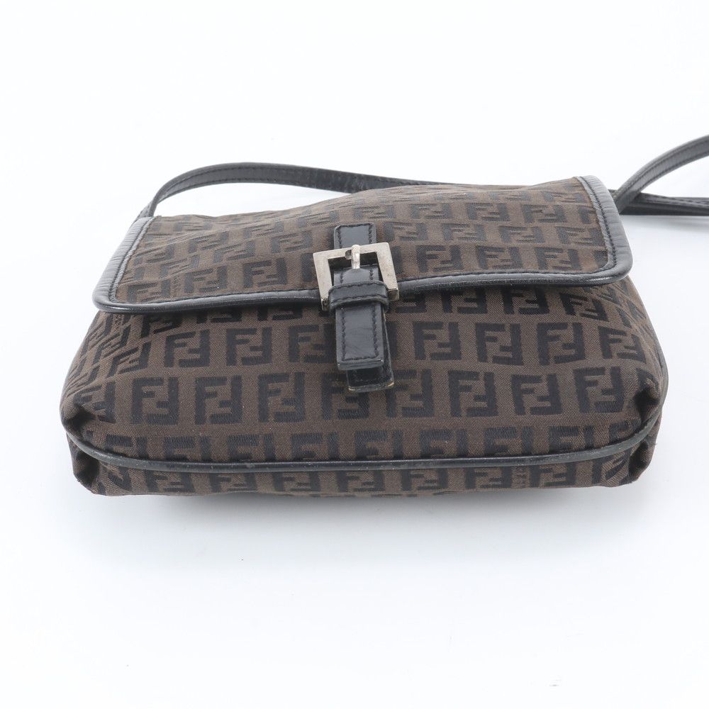 Fendi Zucchino Leather Canvas Shoulder Bag — view 6