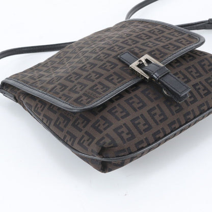Fendi Zucchino Leather Canvas Shoulder Bag — view 5
