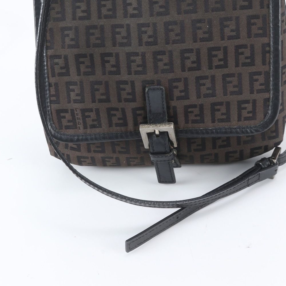 Fendi Zucchino Leather Canvas Shoulder Bag — view 2