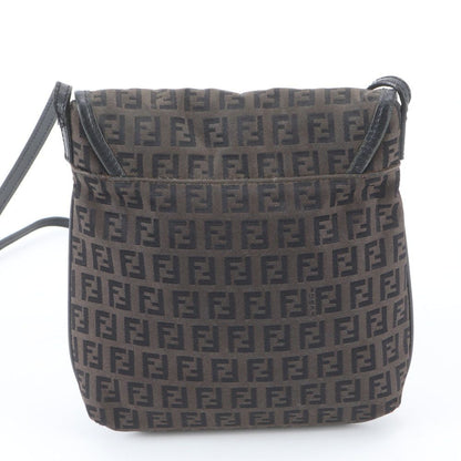 Fendi Zucchino Leather Canvas Shoulder Bag — view 3