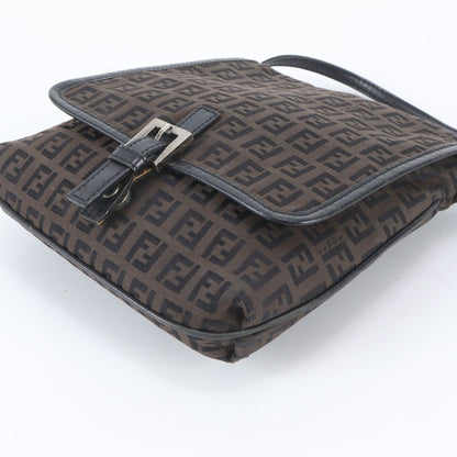 Fendi Zucchino Leather Canvas Shoulder Bag — view 4