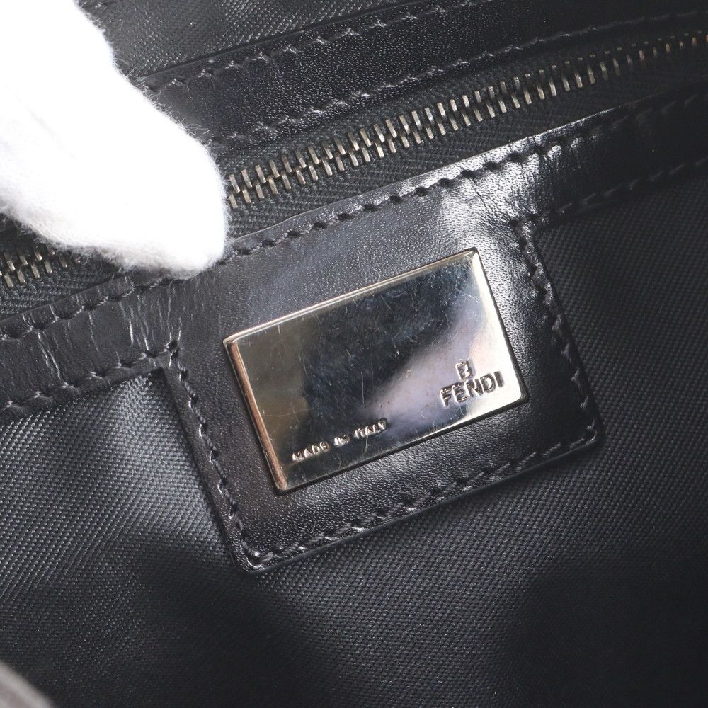 Fendi Zucchino Mamma Bucket Baguette FF Leather Shoulder Bag — view 8