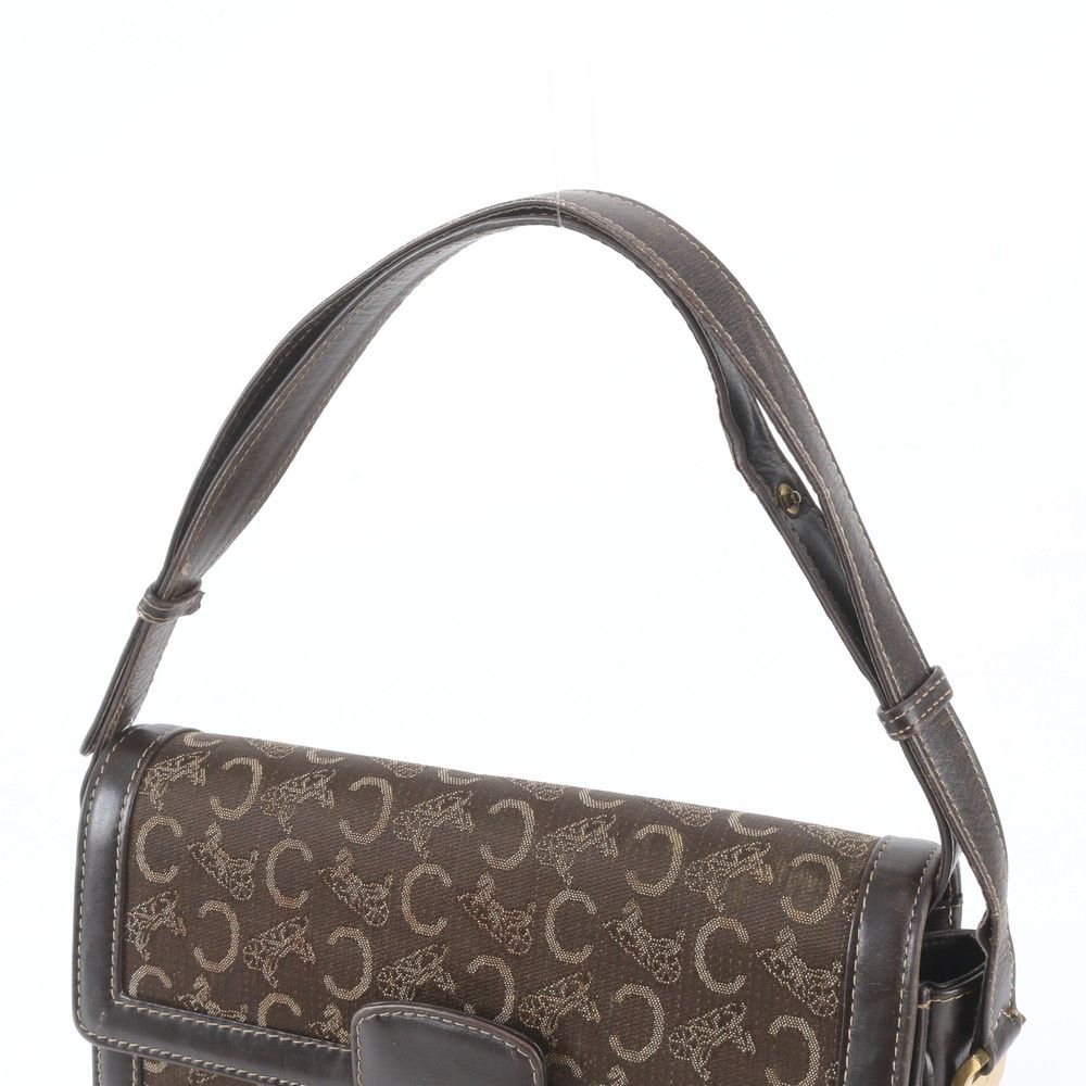 Celine Sulky Carriage Leather Canvas 2-Way Shoulder Bag Brown — view 2