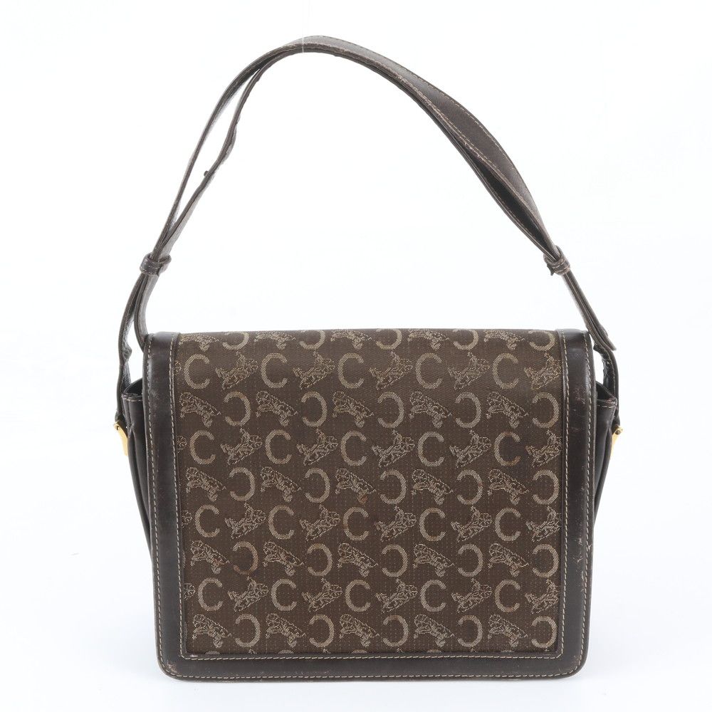 Celine Sulky Carriage Leather Canvas 2-Way Shoulder Bag Brown — view 3