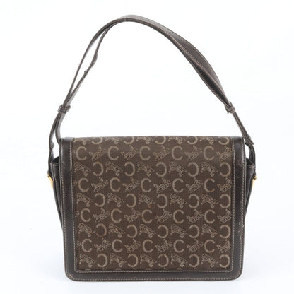Celine Sulky Carriage Leather Canvas 2-Way Shoulder Bag Brown — view 3