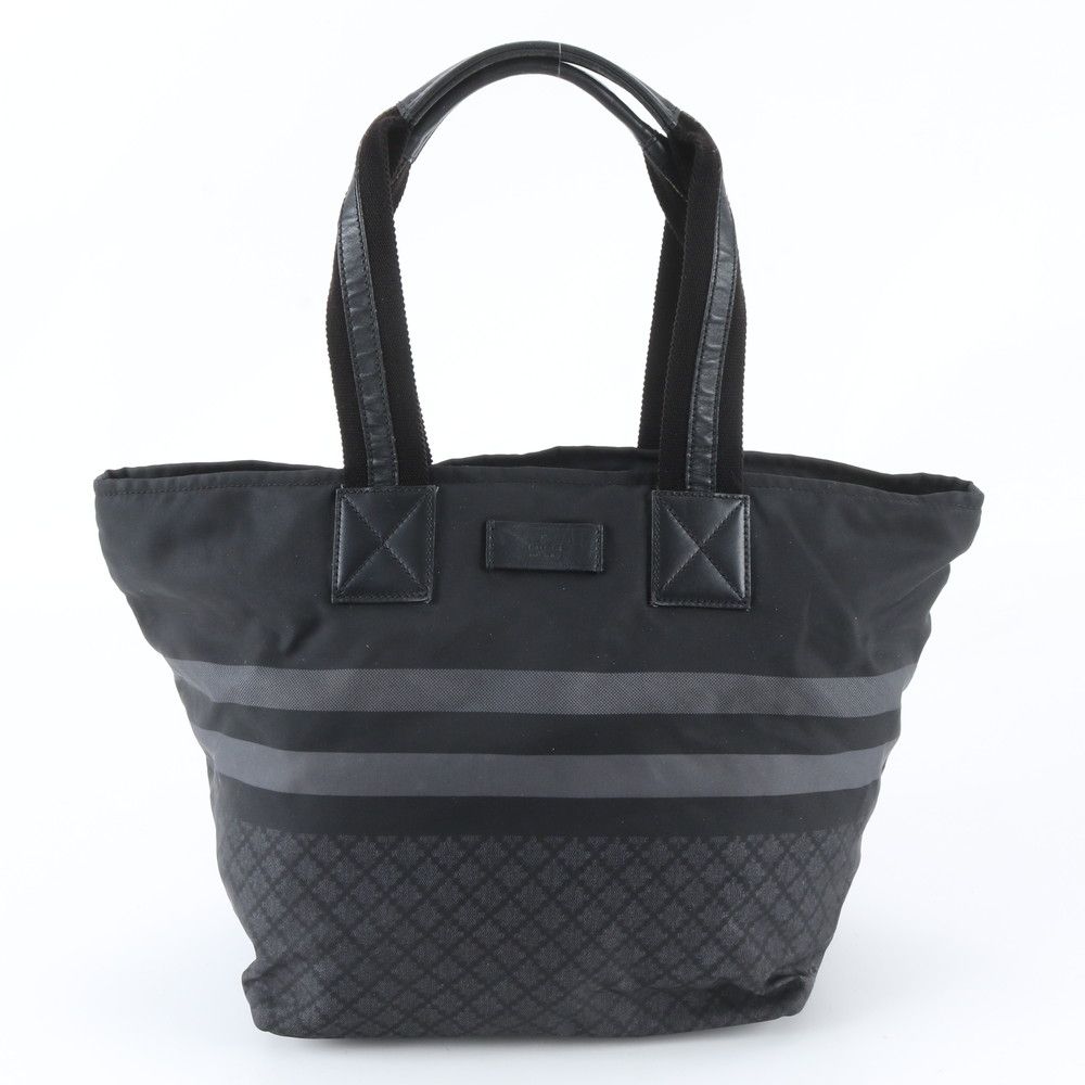 Gucci Diamante Leather Nylon Tote Shoulder Black