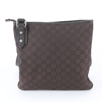 Gucci GG Nylon Leather Shoulder Bag Crossbody Brown — view 3