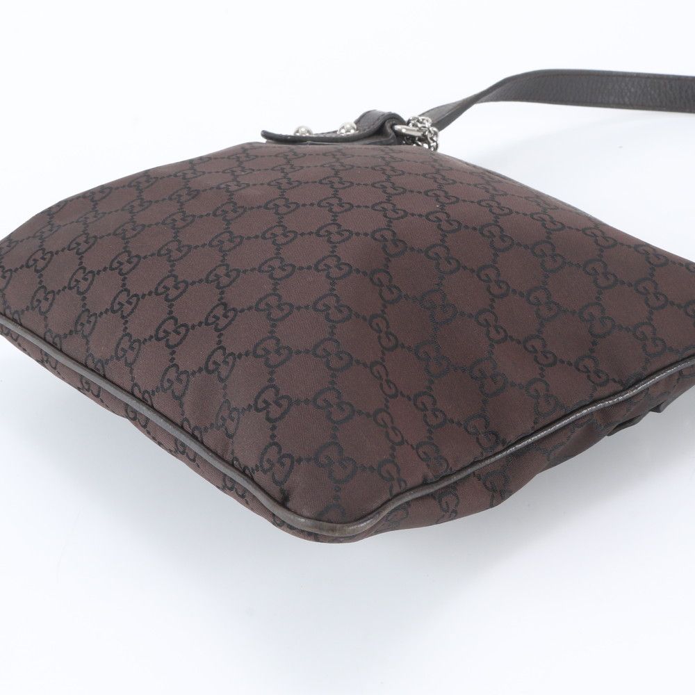 Gucci GG Nylon Leather Shoulder Bag Crossbody Brown — view 4