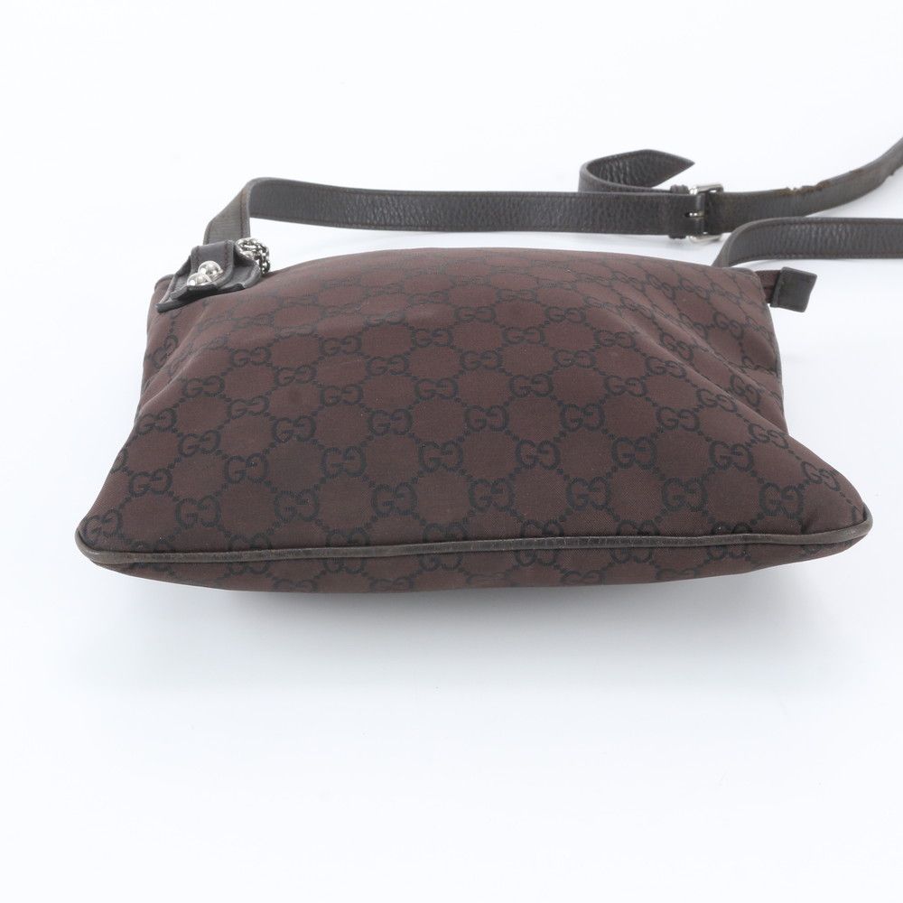 Gucci GG Nylon Leather Shoulder Bag Crossbody Brown — view 6