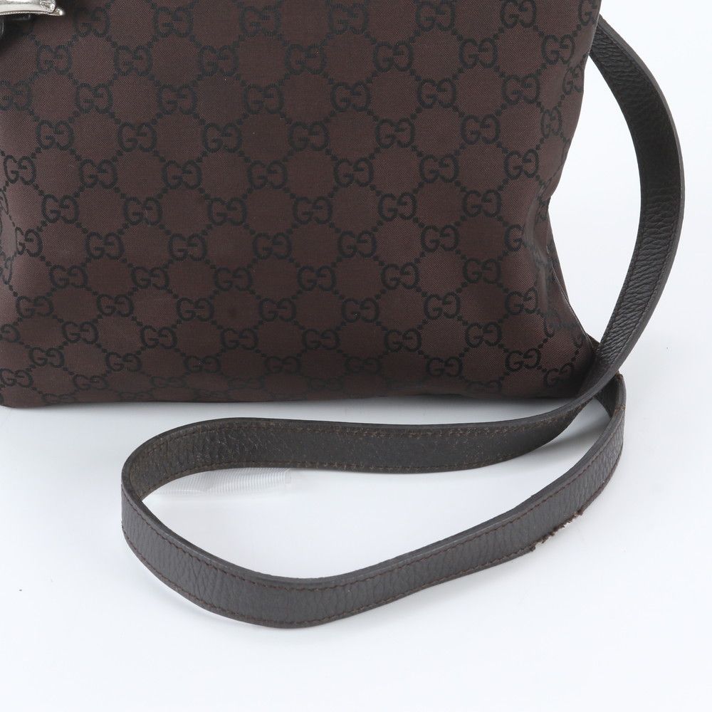 Gucci GG Nylon Leather Shoulder Bag Crossbody Brown — view 2