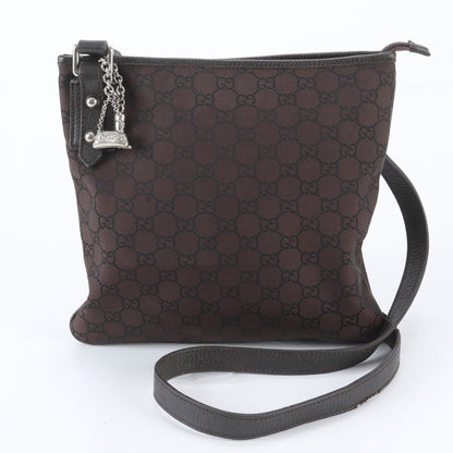 Gucci GG Nylon Leather Shoulder Bag Crossbody Brown