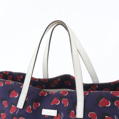 Gucci Heart Beat Leather Canvas Tote Shoulder Hand Navy — view 2