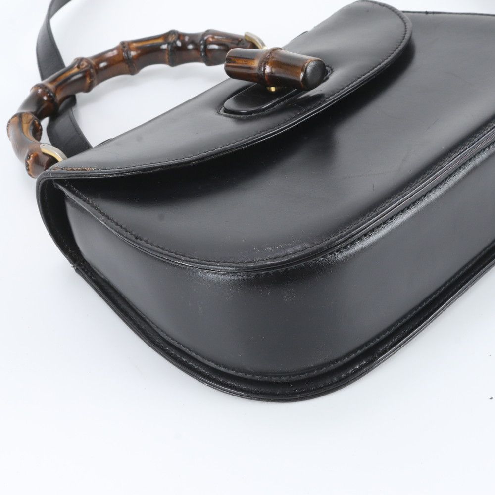 Gucci Bamboo Leather 2-Way Shoulder Bag Crossbody Hand Black — view 6