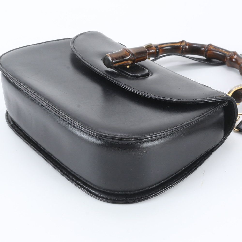 Gucci Bamboo Leather 2-Way Shoulder Bag Crossbody Hand Black — view 5