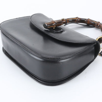 Gucci Bamboo Leather 2-Way Shoulder Bag Crossbody Hand Black — view 5