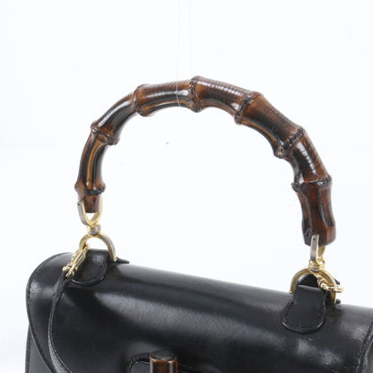 Gucci Bamboo Leather 2-Way Shoulder Bag Crossbody Hand Black — view 3