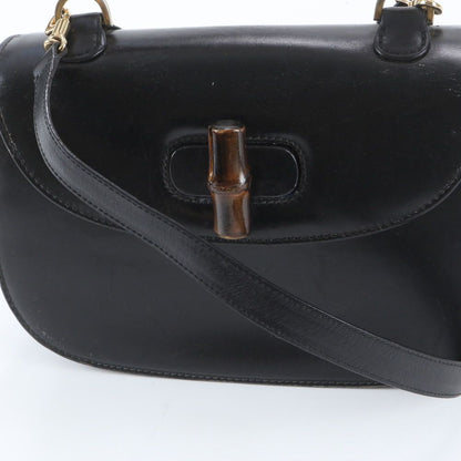 Gucci Bamboo Leather 2-Way Shoulder Bag Crossbody Hand Black — view 2