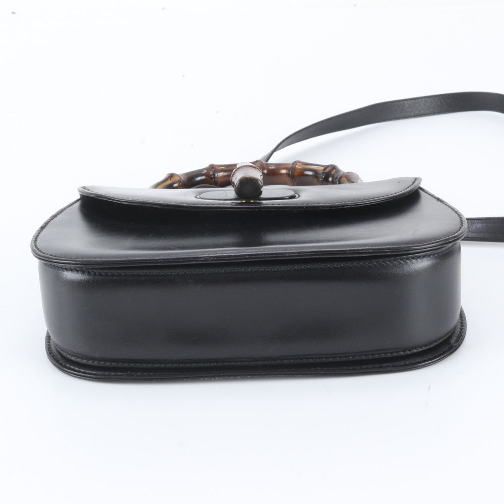 Gucci Bamboo Leather 2-Way Shoulder Bag Crossbody Hand Black — view 7