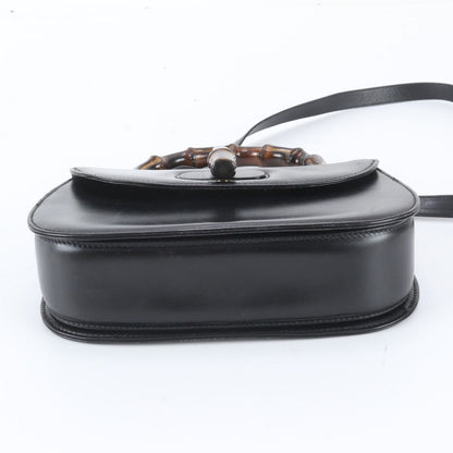 Gucci Bamboo Leather 2-Way Shoulder Bag Crossbody Hand Black — view 7