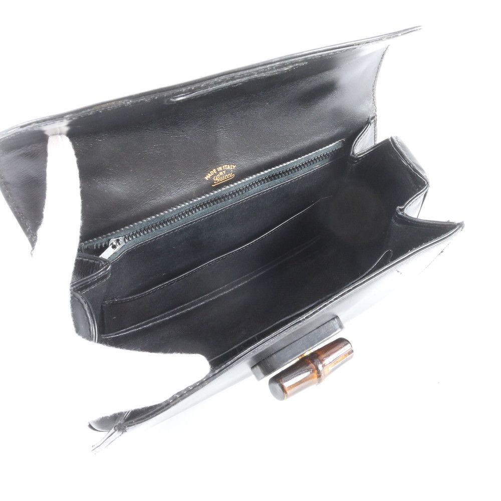 Gucci Bamboo Leather 2-Way Shoulder Bag Crossbody Hand Black — view 8