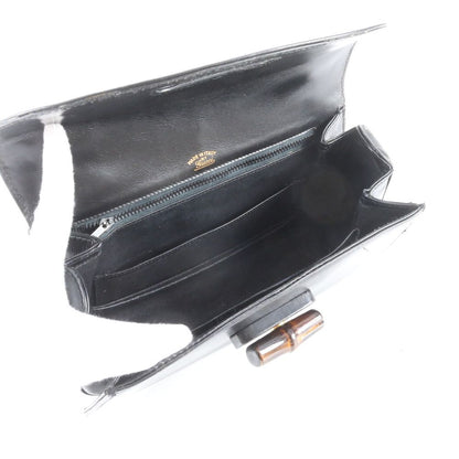 Gucci Bamboo Leather 2-Way Shoulder Bag Crossbody Hand Black — view 8