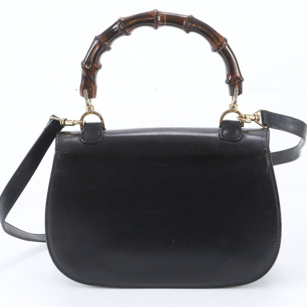 Gucci Bamboo Leather 2-Way Shoulder Bag Crossbody Hand Black — view 4