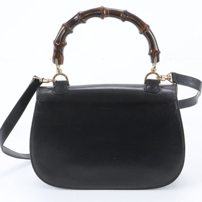 Gucci Bamboo Leather 2-Way Shoulder Bag Crossbody Hand Black — view 4