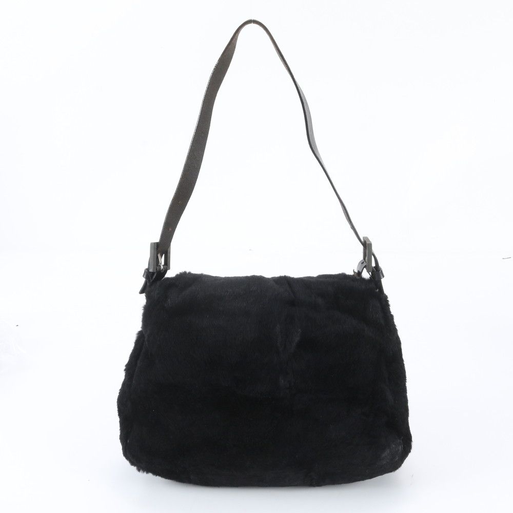 Fendi Fur Mamma Bucket Baguette Leather Hand Black Shoulder Bag — view 3