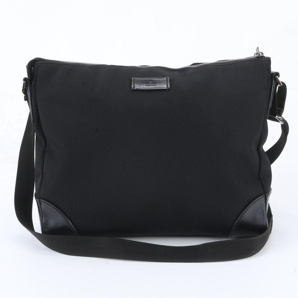 Gucci Leather Nylon Shoulder Bag Crossbody Messenger Business Black