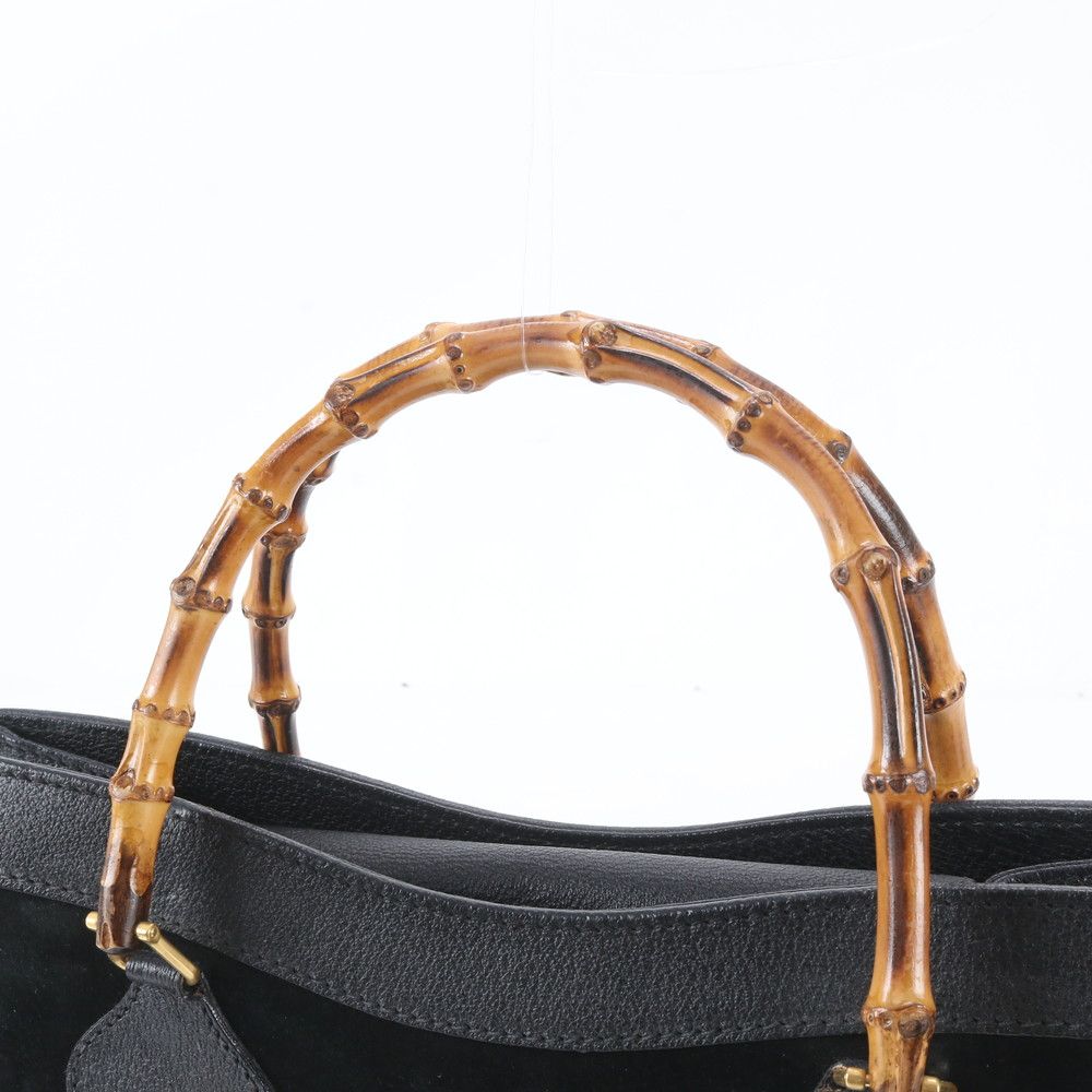 Gucci Bamboo 0 Leather Tote Shoulder Hand Black — view 2
