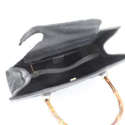 Gucci Bamboo 0 Leather Tote Shoulder Hand Black — view 7
