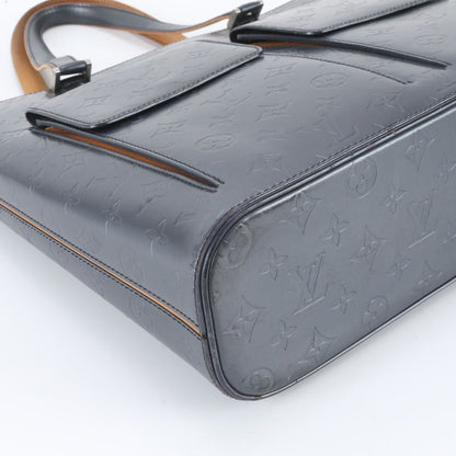 Louis Vuitton Monogram Mat Wilwood Blue Leather Tote — view 5