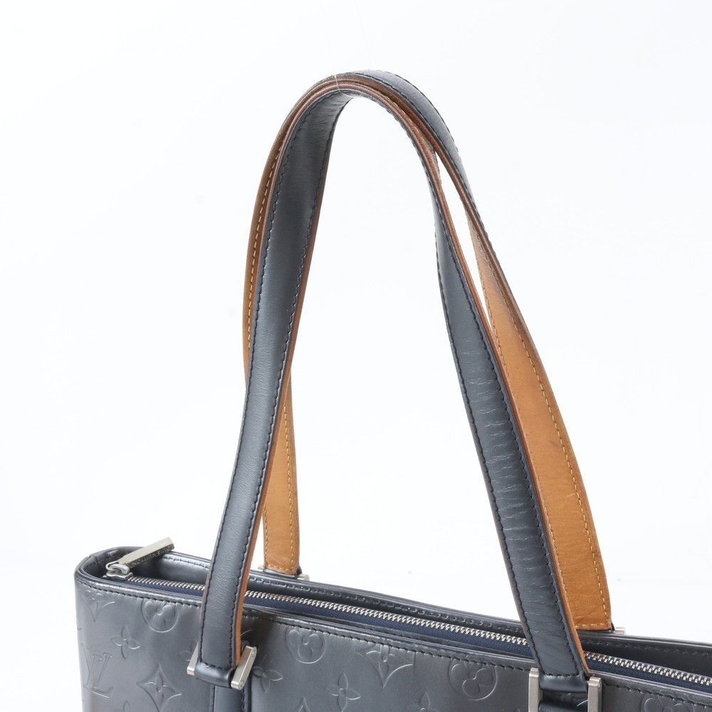Louis Vuitton Monogram Mat Wilwood Blue Leather Tote — view 2