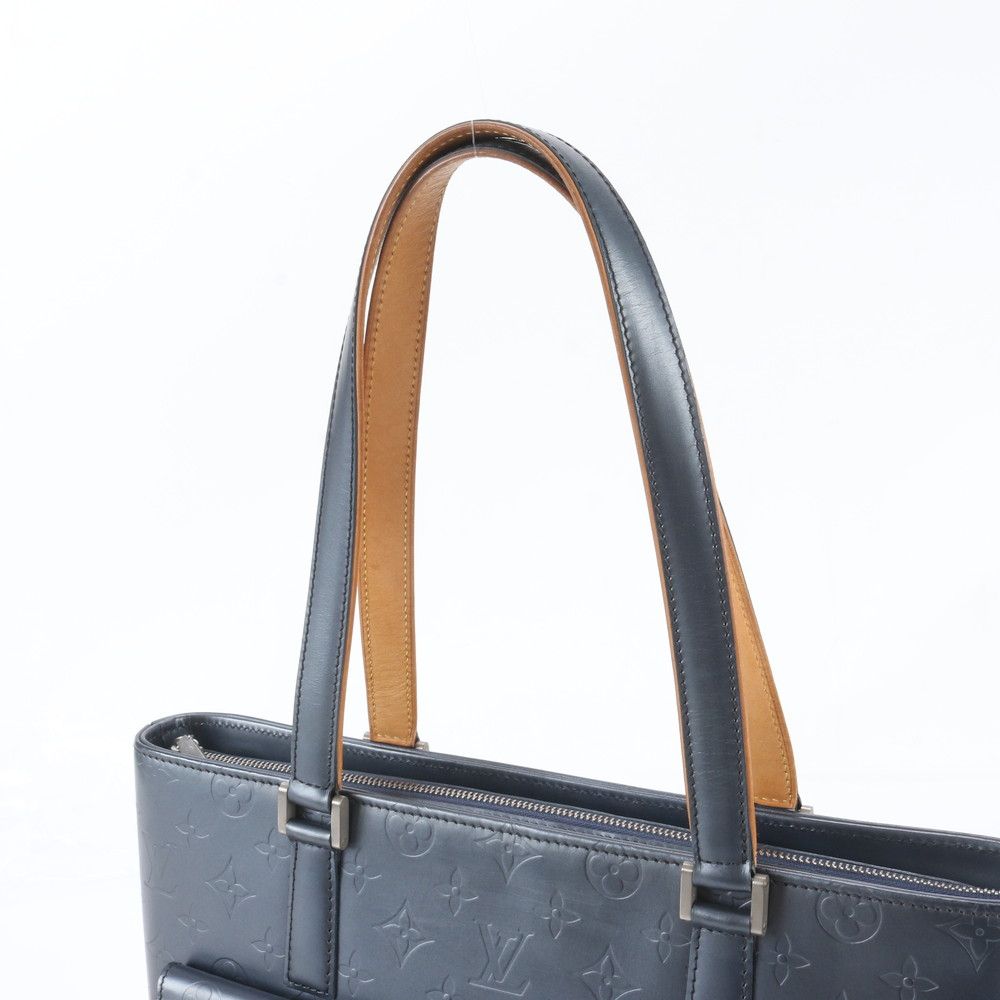 Louis Vuitton Monogram Mat Wilwood Blue Leather Tote — view 2