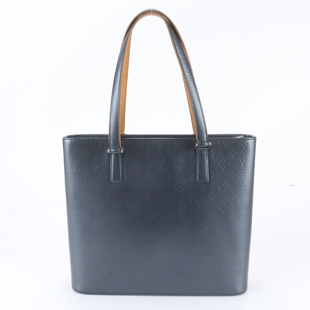 Louis Vuitton Monogram Mat Wilwood Blue Leather Tote — view 3
