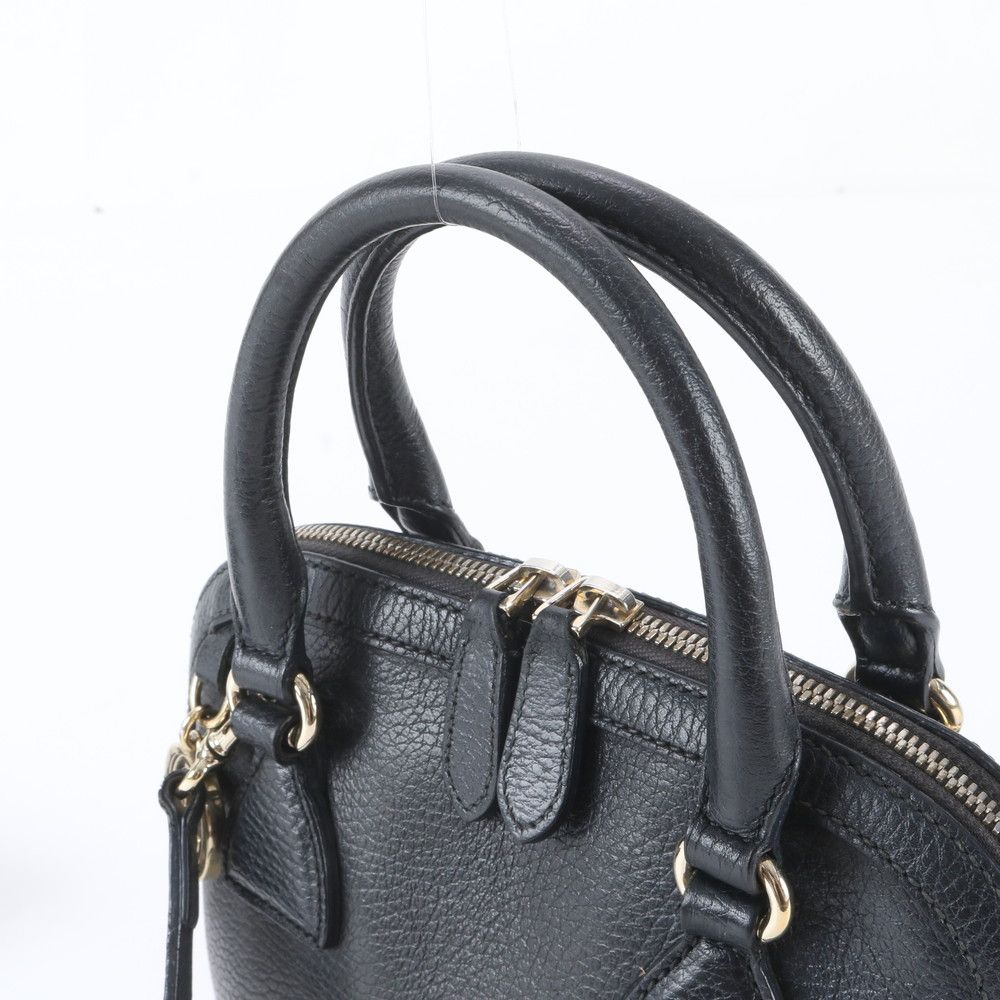 Gucci Interlocking G Leather 2-Way Shoulder Bag Crossbody Hand Black — view 3
