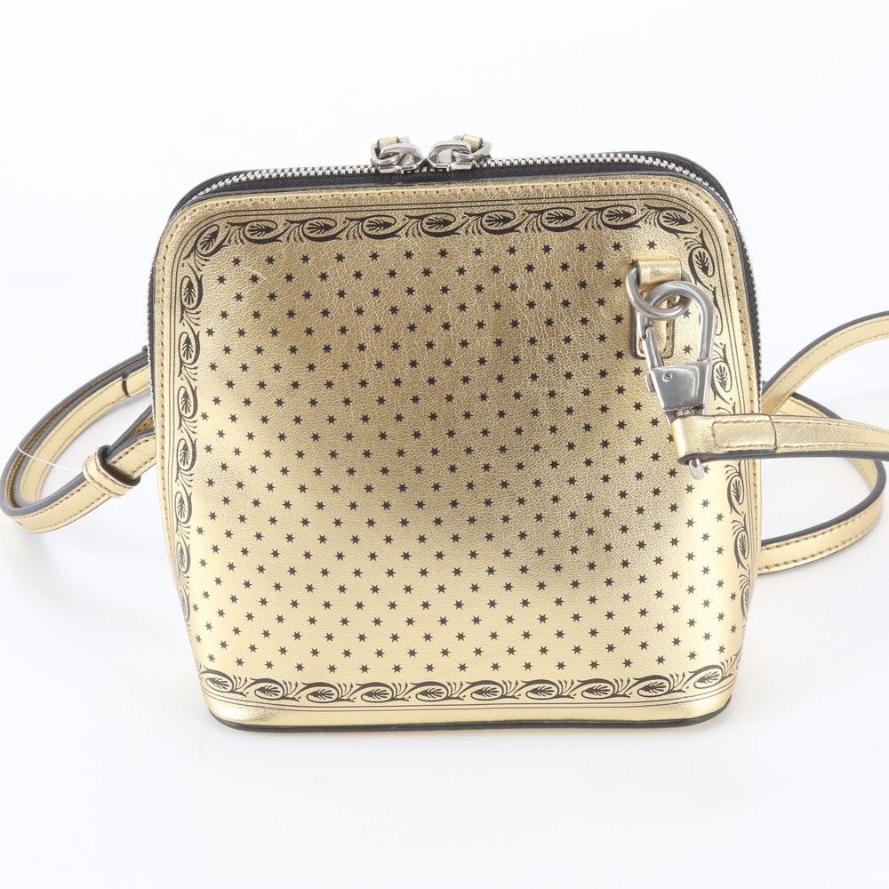 Gucci Sega Collaboration Guccy Print Leather Shoulder Bag Crossbody Gold — view 3