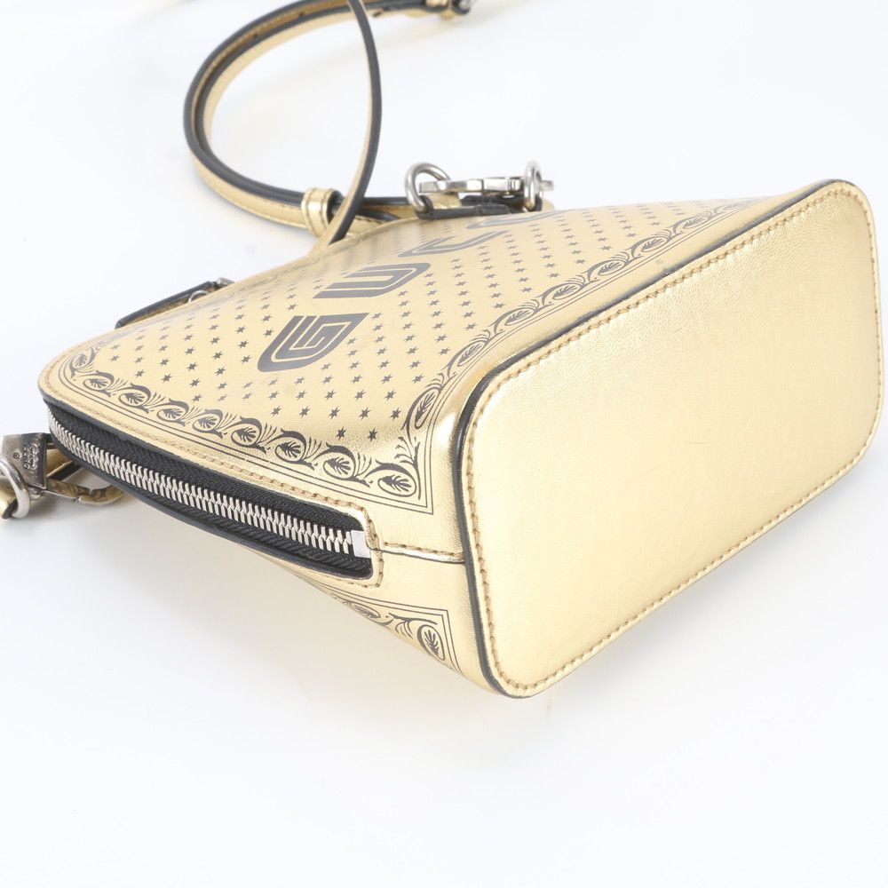 Gucci Sega Collaboration Guccy Print Leather Shoulder Bag Crossbody Gold — view 5