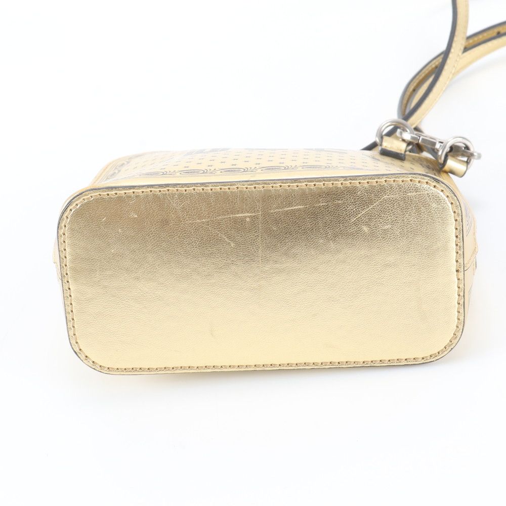Gucci Sega Collaboration Guccy Print Leather Shoulder Bag Crossbody Gold — view 6