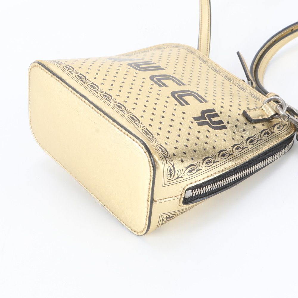 Gucci Sega Collaboration Guccy Print Leather Shoulder Bag Crossbody Gold — view 4