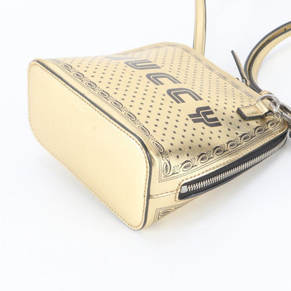 Gucci Sega Collaboration Guccy Print Leather Shoulder Bag Crossbody Gold — view 4