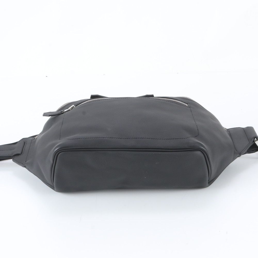 Hermes City Slide Cross Leather Belt Bag Crossbody Waist Pouch Black — view 7
