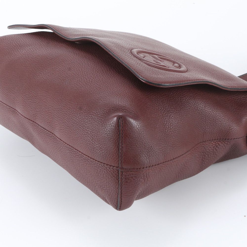 Gucci Interlocking G Leather Shoulder Bag Crossbody Messenger Brown — view 4
