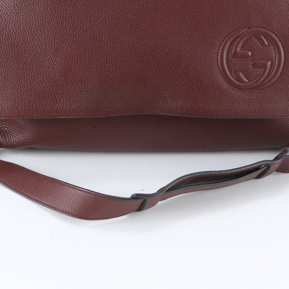 Gucci Interlocking G Leather Shoulder Bag Crossbody Messenger Brown — view 2